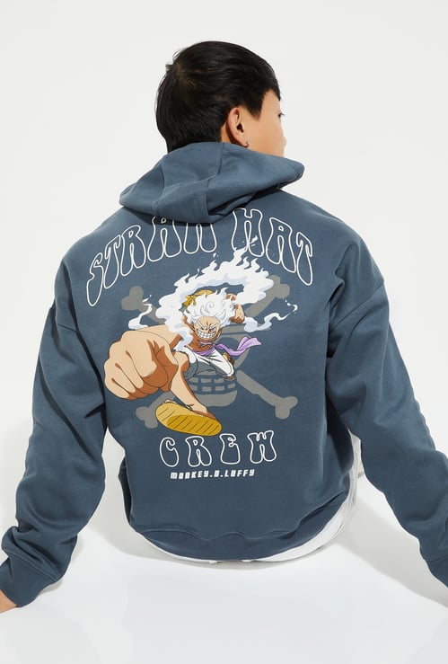 URB_N Men One Piece Printed Hooded Oversized Sweatshirt