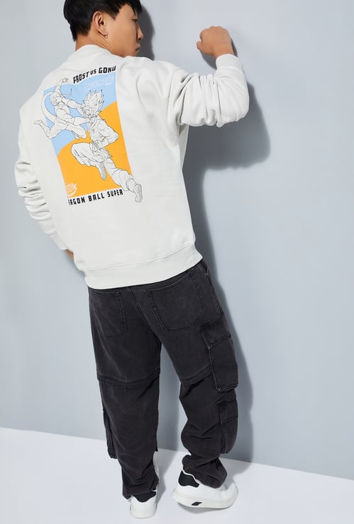URB_N Men Dragon Ball-Z Print Oversized Sweatshirt