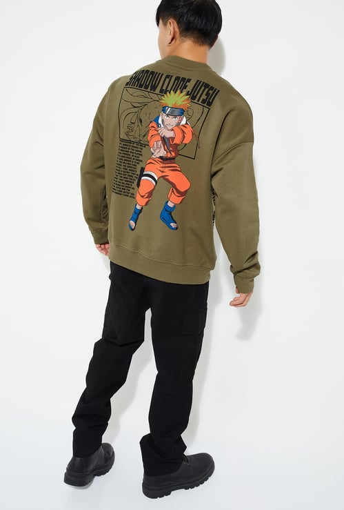 URB_N Men Naruto Oversized Naruto Back Print Sweatshirt