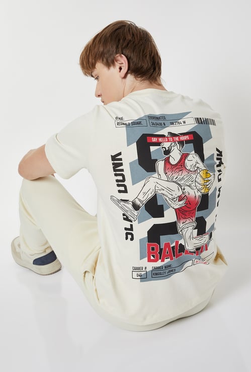 Men Back Print Sports T-shirt