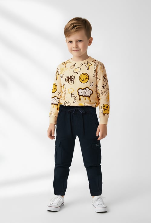 Boys Solid Cargo Joggers