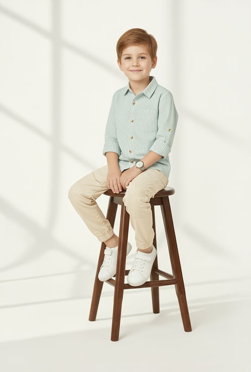 Boys Striped Oversized Fit Shirt