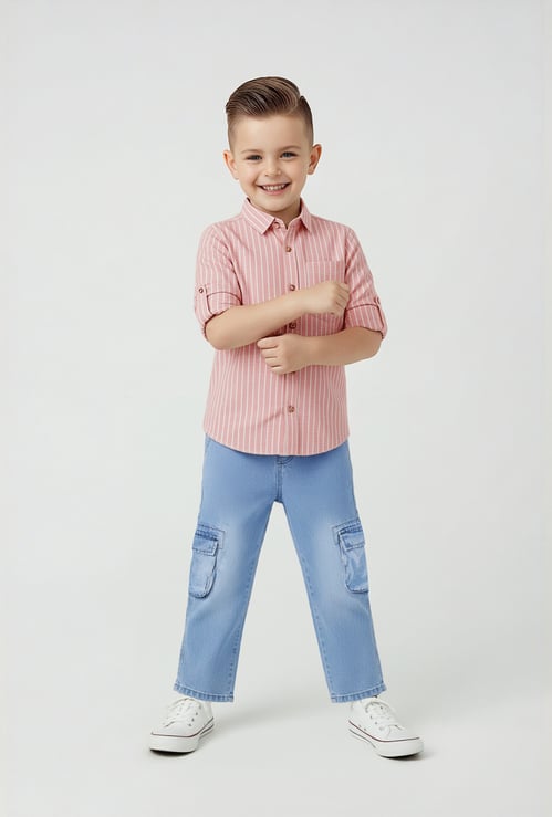 Boys Striped Oversized Shirt