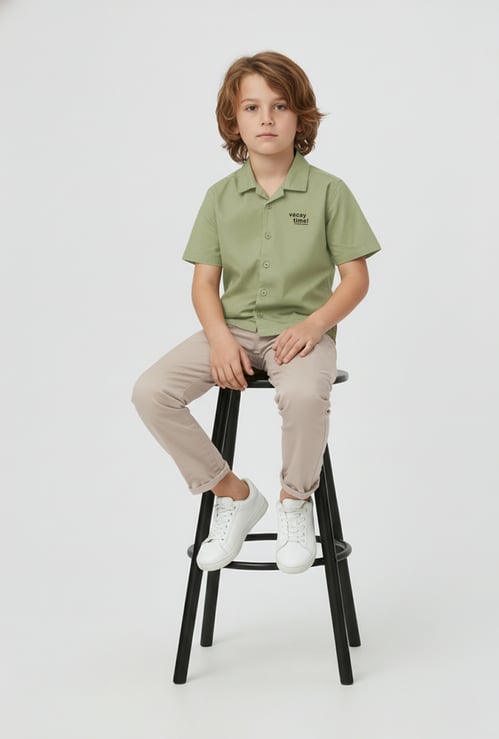 Boys Printed Oversized Shirt