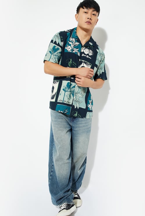 URB_N Men Printed Regular Fit Resort Shirt