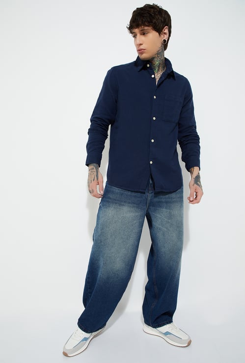 URB_N Men Textured Regular Fit Shirt