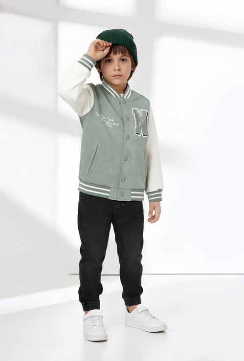 Boys Chennile Embroidered Varsity Jacket