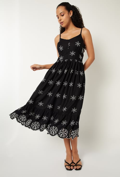 Women Embroidered Midi Dress