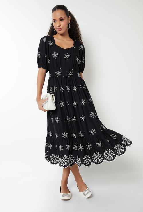 Women Embroidered Midi Dress