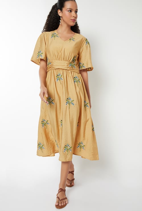 Women Embroidered A-line Dress