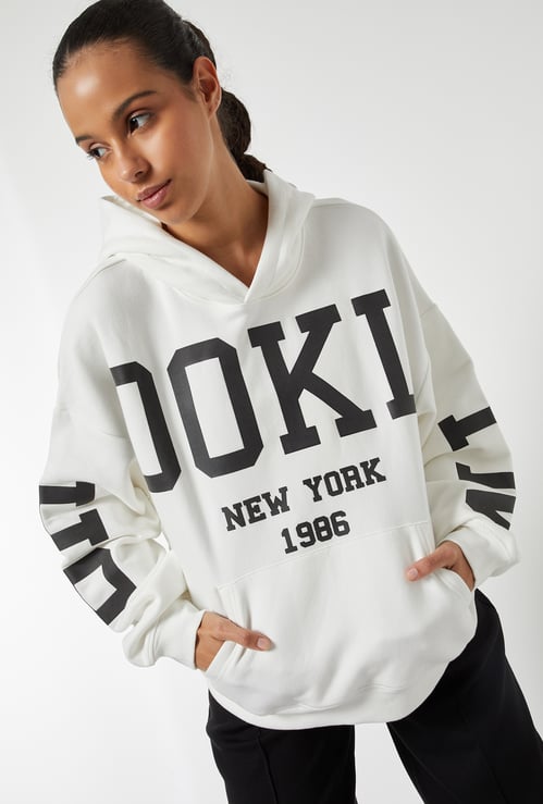 Women Printed Oversized Sports Sweatshirt