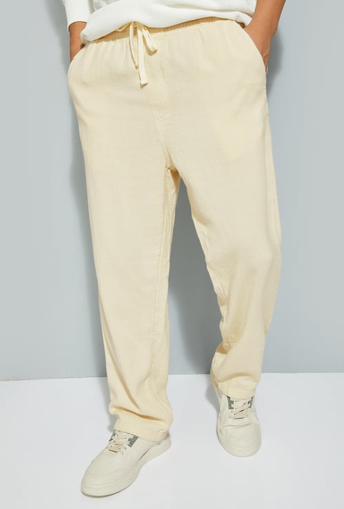 URB_N Men Textured Regular Fit Trousers
