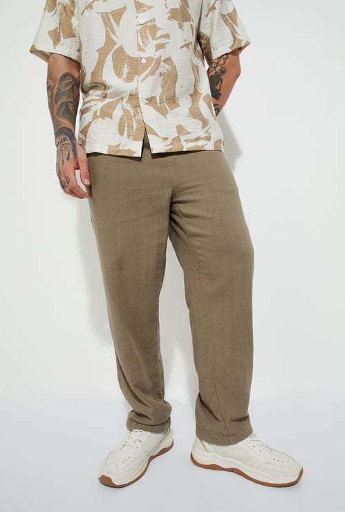 URB_N Men Textured Regular Fit Trousers
