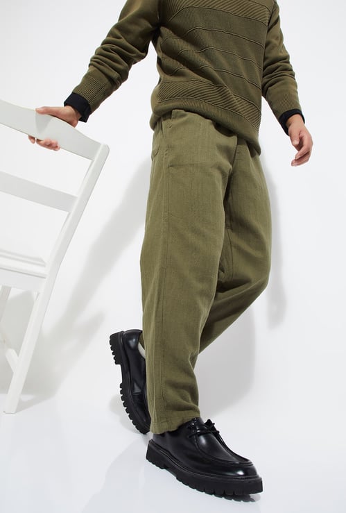 URB_N Men Textured Regular Fit Trousers