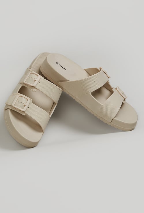 Women Dual Strap Flats with Buckles