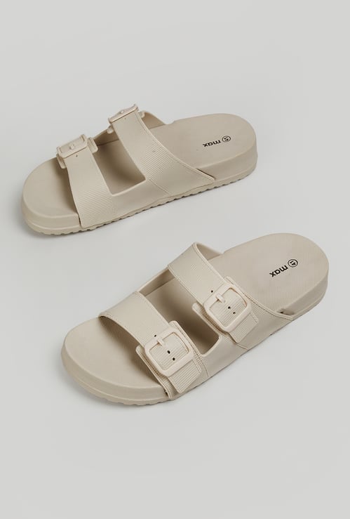 Women Dual Strap Flats with Buckles
