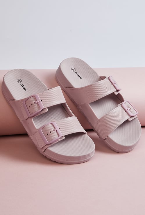 Women Dual Strap Flats with Buckles