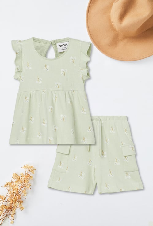 Girls Printed Shorts Set