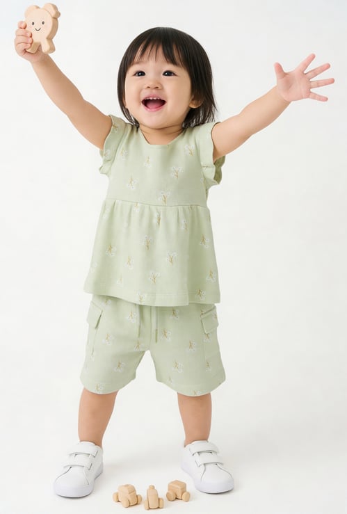 Girls Printed Shorts Set