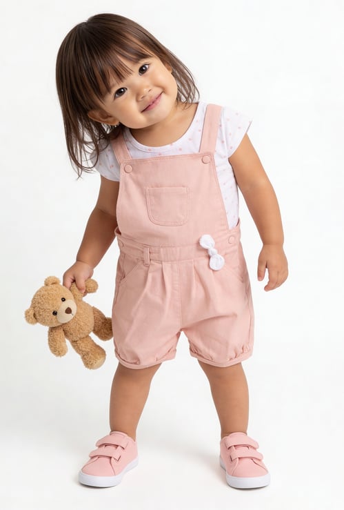 Girls Printed Dungarees with T-shirt