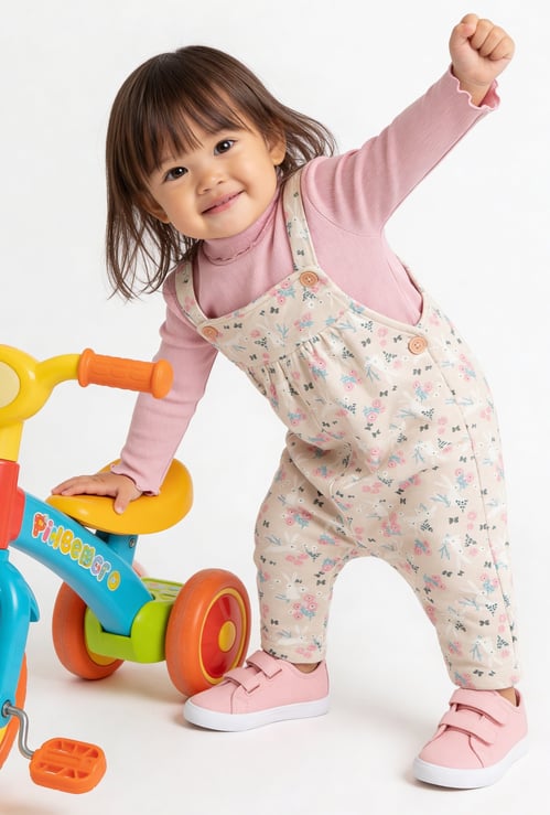 Girls Printed Dungaree with Top