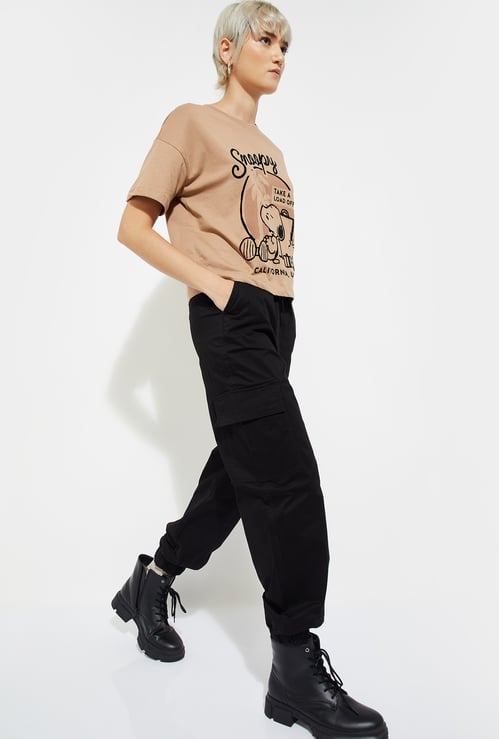 ALAYA F x URB_N Women Solid Baggy Fit Cargo Joggers