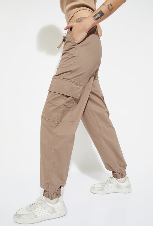 ALAYA F x URB_N Women Solid Baggy Fit Cargo Joggers