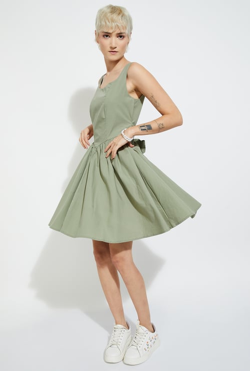 ALAYA F x URB_N Women Solid Fit & Flare Mini Dress