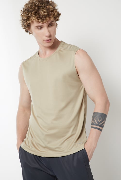 Men Textured Sports Tank T-shirt