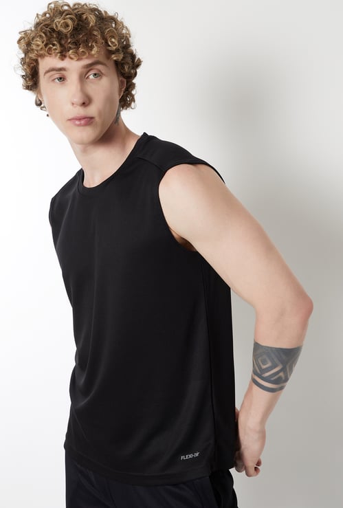 Men Textured Sports Tank T-shirt