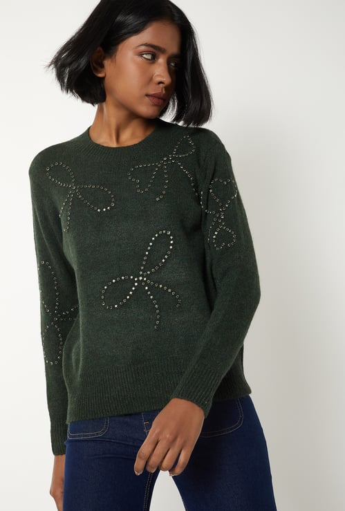 Women Embellished Sweater