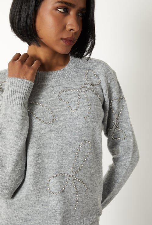 Women Embellished Sweater