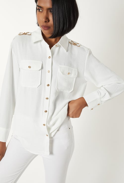 Women Textured Regular Fit Shirt