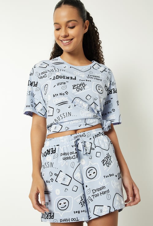 Girls Printed Shorts Set