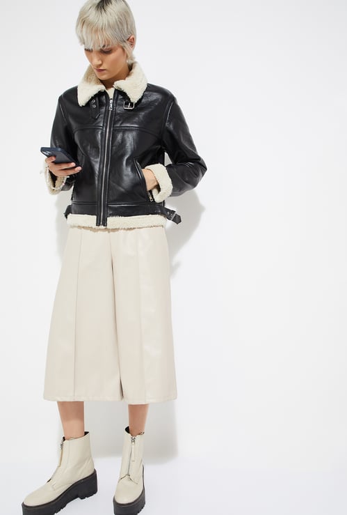 ALAYA F x URB_N Women Fur Lined Biker Jacket