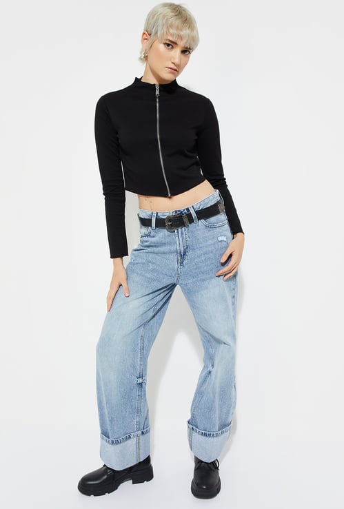 ALAYA F x URB_N Women Solid Crop Jacket