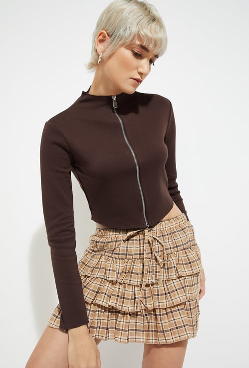 ALAYA F x URB_N Women Solid Crop Jacket