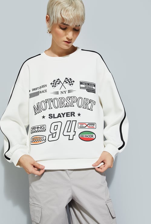 ALAYA F x URB_N Women Printed Oversized Sweatshirt
