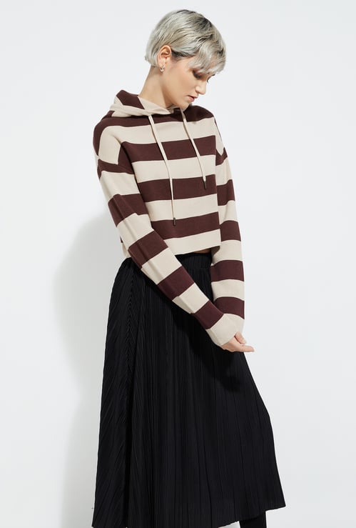ALAYA F x URB_N Women Striped Boxy Fit Sweatshirt