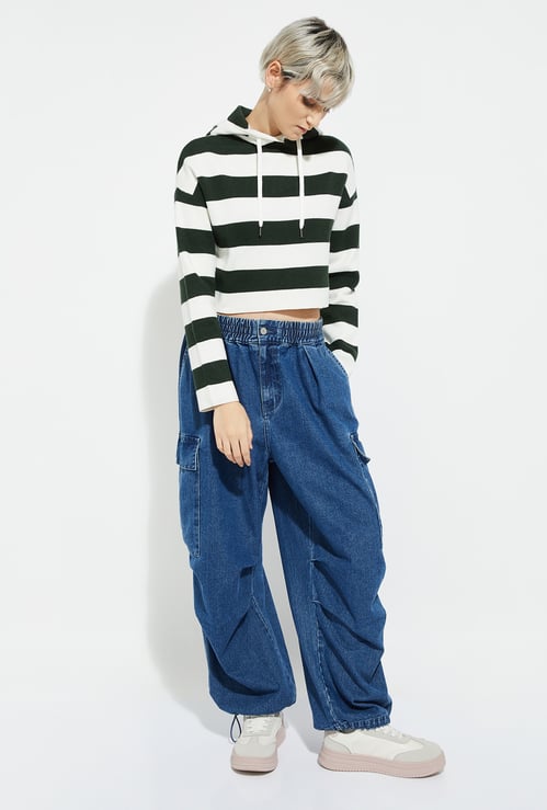 ALAYA F x URB_N Women Striped Boxy Fit Sweatshirt