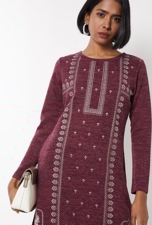 Women Knit Straight Winter Kurta