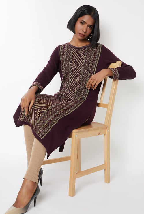 Women Knit Straight Winter Kurta