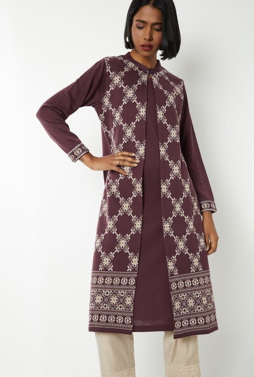 Women Knit Layered A-line Winter Kurta