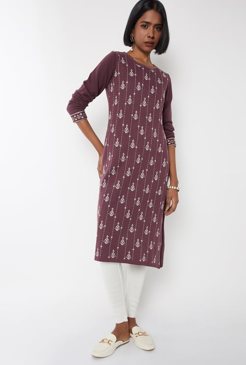 Women Knit Straight Winter Kurta