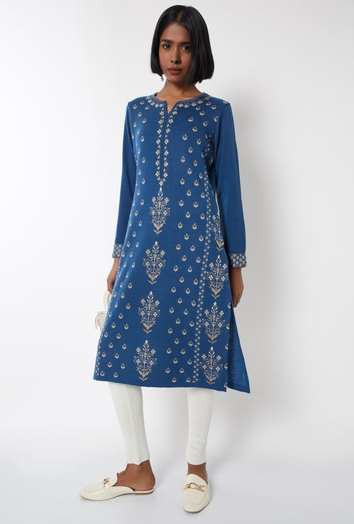 Women Knit Straight Winter Kurta
