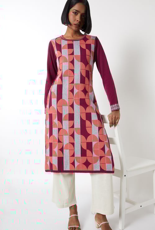 Women Knit Straight Winter Kurta
