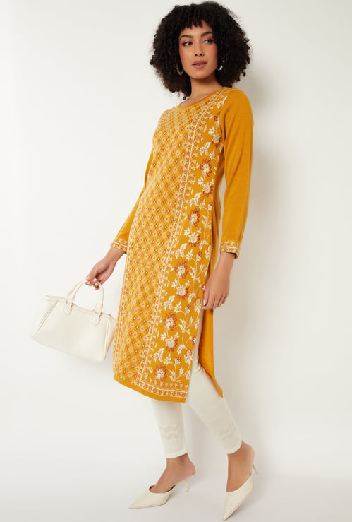Women Knit Straight Winter Kurta