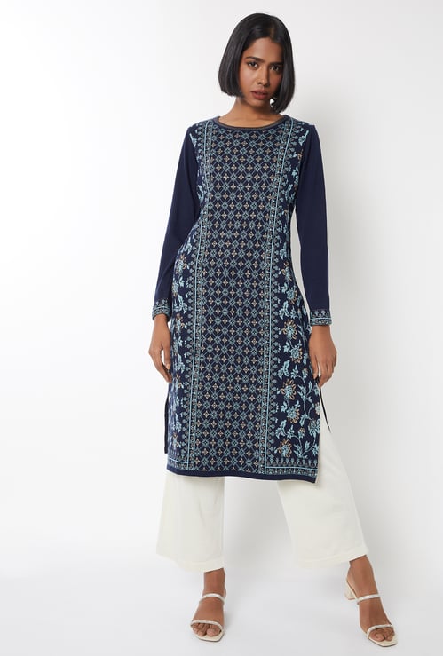 Women Knit Straight Winter Kurta