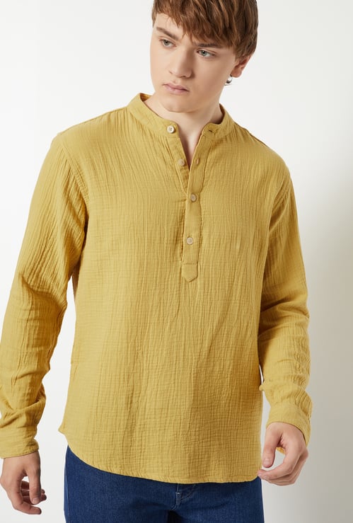 Men Textured Slim Fit Short Kurta