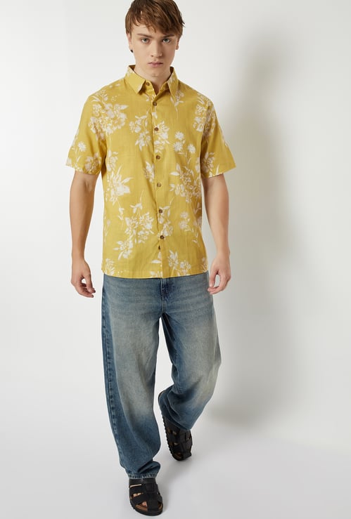 Men Floral Print Slim Fit Ethnic Shirt